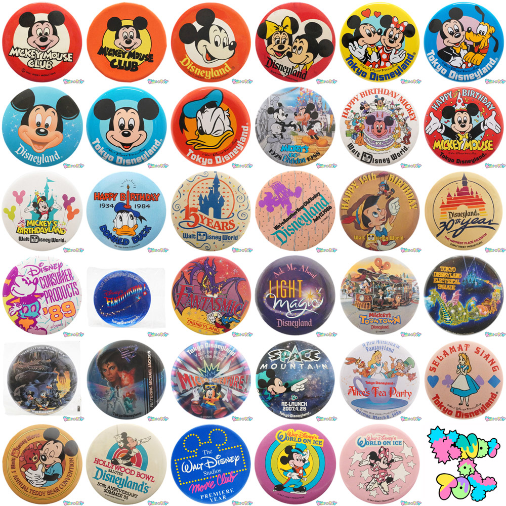 Disney/ディズニー(東京・米国ランド・WDW・オンアイスなど)の缶バッジを35点ピックアップ:)